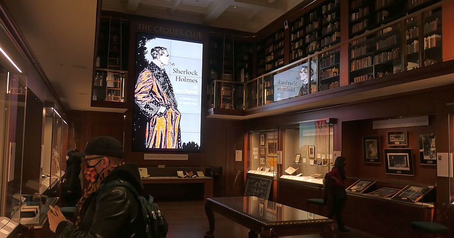 Sherlock 
Holmes in 221 Objects exhibition hall looking right
